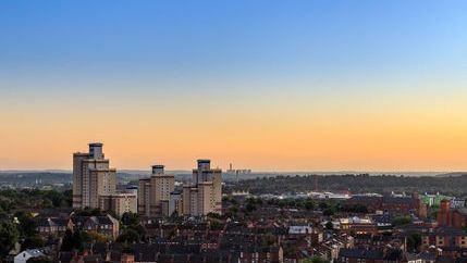 Nottingham skyline with prominent view of Radford flats tower block