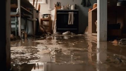 House with flooded kitchen